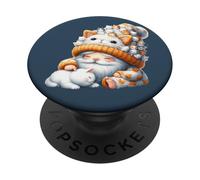 Cute Cat Grandpa Cuddles With White Kitten For Cat Lover PopSockets PopGrip Adesivo