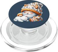 Cute Cat Grandpa Cuddles With White Kitten For Cat Lover PopSockets PopGrip per MagSafe