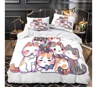 Cute Cat Group Set Di Copripiumino morbida microfibra stampa di 3D 3 Pezzi con federa Coon Animal Illustration copripiumino cerniera traspirante ultra morbido for adolescenti Super king（260x220cm）