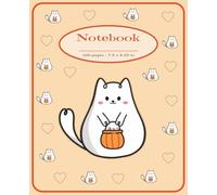 Cute Cat Halloween Notebook for Kids: Adorable Kawaii Cat with Pumpkin | Fun Halloween-Themed Wide Ruled Journal | Perfect Gift for Boys and Girls | 100 Pages, 7.5 x 9.25 in