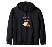 Cute Cat Halloween Pumpkin Spooky Cat Halloween Felpa con Cappuccio
