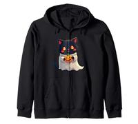 Cute Cat Halloween Pumpkin Spooky Cat Halloween Felpa con Cappuccio