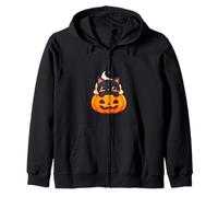 Cute Cat Halloween Pumpkin Spooky Cat Halloween Felpa con Cappuccio