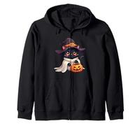 Cute Cat Halloween Pumpkin Spooky Cat Halloween Felpa con Cappuccio