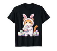 Cute Cat in Bunny Costume Easter Egg Hunt Orange Tabby Maglietta