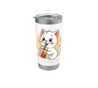 Cute Cat Kawaii Anime Bere Bubble Tea Ragazza Bambini Bicchiere termico in acciaio inox doppia parete