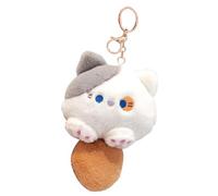 Cute Cat Keychain │ Portachiavi Plushii Cat Plush | Portachiavi Plushii per borse da donna, ciondolo a forma di gatto in peluche, portachiavi per auto, Grigio bianco, verwijzen naar de beschrijving