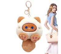 Cute Cat Keychain │ Portachiavi Plushii Cat Plush | Portachiavi Plushii per borse da donna, ciondolo a forma di gatto in peluche, portachiavi per auto, Coffee color, verwijzen naar de beschrijving