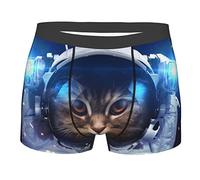 Cute Cat Kitten Astronaut Outer Space Boxer da Uomo Pantaloncini Intimi Elasticizzati Traspiranti