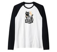 Cute Cat Lover Pet Design Kitty Moon Light Stars Maglia con Maniche Raglan