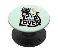 Cute Cat Lover Pet Design Kitty Moon Light Stars PopSockets PopGrip Adesivo