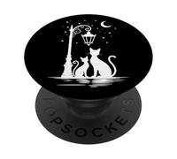 Cute Cat Lover Pet Design Kitty Moon Light Stars PopSockets PopGrip Adesivo