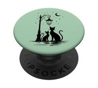 Cute Cat Lover Pet Design Kitty Moon Light Stars PopSockets PopGrip Adesivo