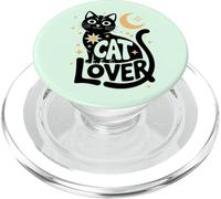 Cute Cat Lover Pet Design Kitty Moon Light Stars PopSockets PopGrip per MagSafe