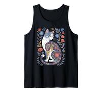 Cute Cat Lover Vintage Flowers Art Pattern Aesthetic Canotta