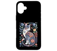 Cute Cat Lover Vintage Flowers Art Pattern Aesthetic Custodia per iPhone 16 Plus