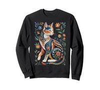 Cute Cat Lover Vintage Flowers Art Pattern Aesthetic Felpa