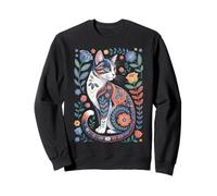 Cute Cat Lover Vintage Flowers Art Pattern Aesthetic Felpa