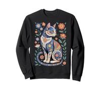 Cute Cat Lover Vintage Flowers Art Pattern Aesthetic Felpa