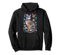 Cute Cat Lover Vintage Flowers Art Pattern Aesthetic Felpa con Cappuccio