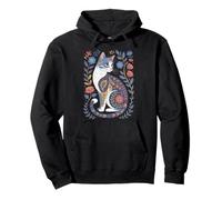 Cute Cat Lover Vintage Flowers Art Pattern Aesthetic Felpa con Cappuccio