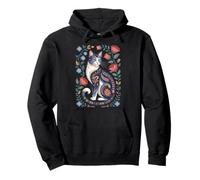 Cute Cat Lover Vintage Flowers Art Pattern Aesthetic Felpa con Cappuccio