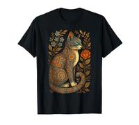 Cute Cat Lover Vintage Flowers Art Pattern Aesthetic Maglietta