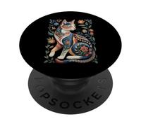 Cute Cat Lover Vintage Flowers Art Pattern Aesthetic PopSockets PopGrip Adesivo