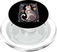 Cute Cat Lover Vintage Flowers Art Pattern Aesthetic PopSockets PopGrip per MagSafe