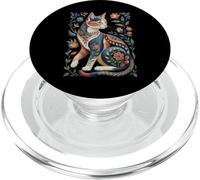Cute Cat Lover Vintage Flowers Art Pattern Aesthetic PopSockets PopGrip per MagSafe
