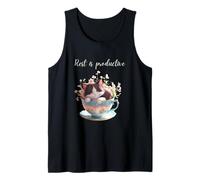 Cute Cat Lovers Rest is Productive Tazza da tè Salute mentale Canotta