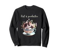 Cute Cat Lovers Rest is Productive Tazza da tè Salute mentale Felpa