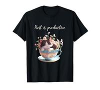 Cute Cat Lovers Rest is Productive Tazza da tè Salute mentale Maglietta