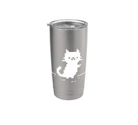 Cute Cat Minimal Pixel Art Nostalgic Retro 8-bit Gamer Bicchiere termico in acciaio inox doppia parete