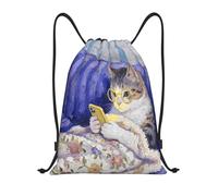 Cute Cat On Sofa Borsa con Cordoncino Stringa Borsa Palestra Regolabile Gym Sack per Spiaggia Campeggio Shopping 36X42Cm