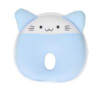 Cute Cat Pattern Baby Head Shaping Pillow Soft Breathable Infant Sleeping Pillow Height Adjustable Newborn Pillow Blue