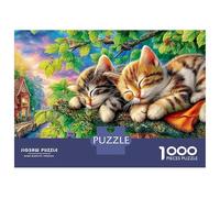 Cute Cat Puzzle 1000 Pezzi Cats Napping in Garden Puzzle Di Alta Qualità Per Concentrazione, Relax E Divertimento in Famiglia 38x26cm/1000pcs