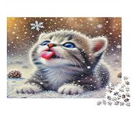 Cute Cat Puzzle for Adults Age 14 Up Kitten with Tongue Out Fun Present Activity for Home Gift 70x50cm/1000pcs
