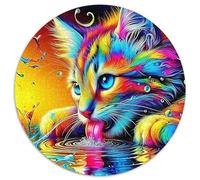 Cute Cat - Puzzle rotondo da 1000 pezzi, per adulti e bambini, geografia, giocattolo educativo per alleviare lo stress, per puzzle, 1000 pezzi (67,5 x 67,5 cm)