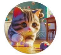 Cute Cat - Puzzle rotondo da 1000 pezzi, per adulti e bambini, geografia, giocattolo educativo per alleviare lo stress, 1000 pezzi (67,5 x 67,5 cm)