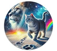 Cute Cat - Puzzle rotondo da 1000 pezzi, per adulti e bambini, geografia, giocattolo educativo per alleviare lo stress, per puzzle, 1000 pezzi (67,5 x 67,5 cm)