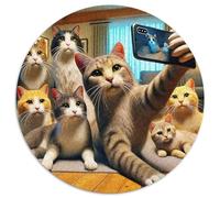 Cute Cat - Puzzle rotondo da 1000 pezzi, per adulti e bambini, geografia, puzzle da pavimento, puzzle creativo per adulti, 1000 pezzi (67,5 x 67,5 cm)