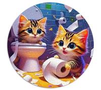 Cute Cat - Puzzle rotondo da 1000 pezzi, per adulti e bambini, geografia, puzzle, per adulti, 1000 pezzi (67,5 x 67,5 cm)