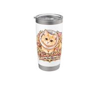 Cute Cat Recovery Cone Funny Pet Lover Art Bicchiere termico in acciaio inox doppia parete