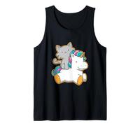 Cute Cat Riding Unicorn Magical Feline Design Canotta