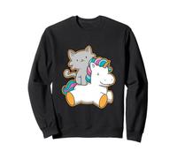 Cute Cat Riding Unicorn Magical Feline Design Felpa