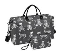 Cute Cat Scheletons Bone Travel Duffel Bag Weekender Bag Allenamento Bag con Cinghia Regolabile per Escursionismo Multifunzionale bolso de para Mujer Avion
