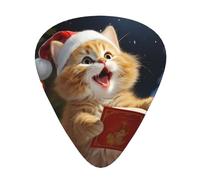 Cute Cat Sing Christmas Carols Plettri per chitarra, 12 plettri leggeri per chitarra, spessore 0,46 mm/0,71 mm/0,96 mm, per chitarra acustica, chitarra elettrica, ukulele, basso