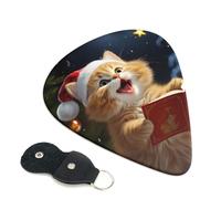 Cute Cat Sing Christmas Carols plettri per chitarra, confezione da 6 - Set di plettri (0,46 mm/0,71 mm/0,96 mm) adatto per chitarra e ukulele