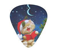 Cute Cat Sing Christmas Carols Plettro per chitarra avanzato 12 pezzi Tre spessori per basso, chitarra elettrica, borsa per chitarra acustica